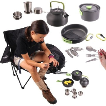 18-Piece Folding Camping Cookware Set for 2 People