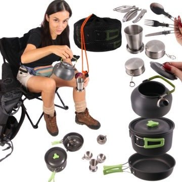 18-Piece Folding Camping Cookware Set for 2 People