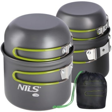 Military-Style Camping Mess Tin Set with 2 Pots and Covers