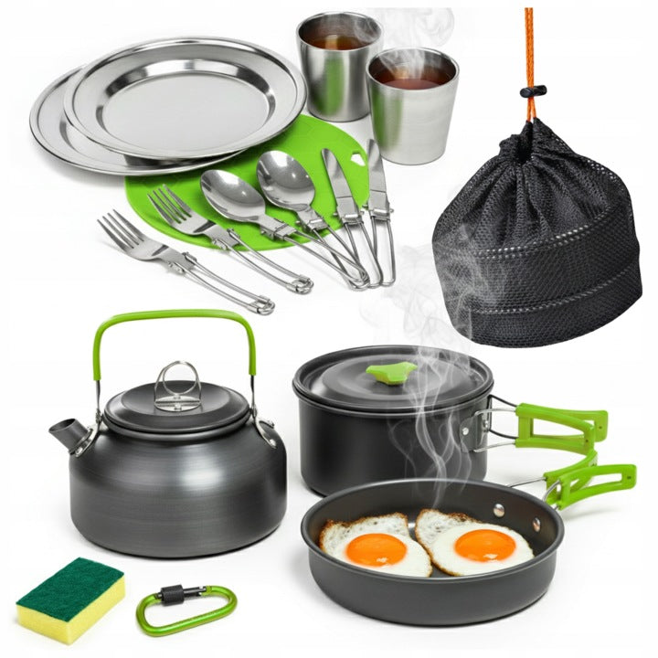 Large Folding Camping Tableware Set for 2 People