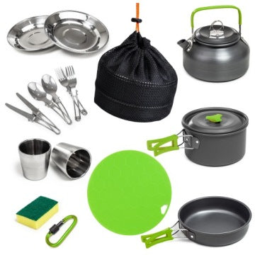 Large Folding Camping Tableware Set for 2 People
