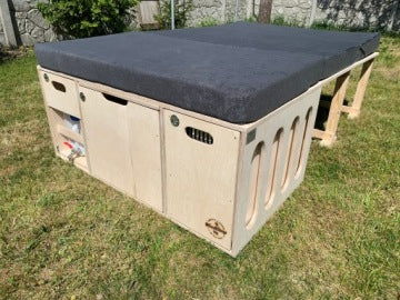 Wood Camp Trip Raw Camper Box Bed Conversion for Van