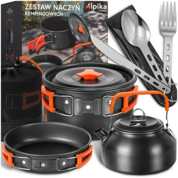Large Camping Cookware Set with Pot, Pan, Kettle and Cutlery