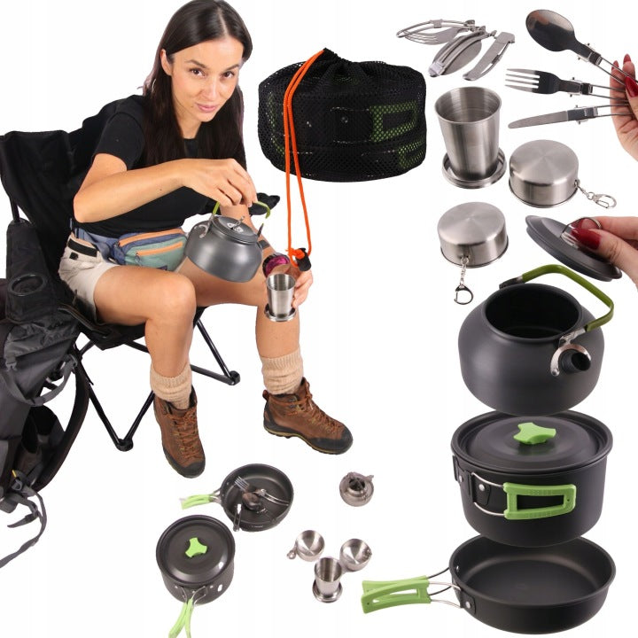 18-Piece Folding Camping Cookware Set for 2 People