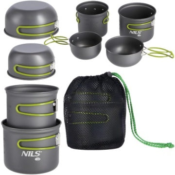 Military-Style Camping Mess Tin Set with 2 Pots and Covers