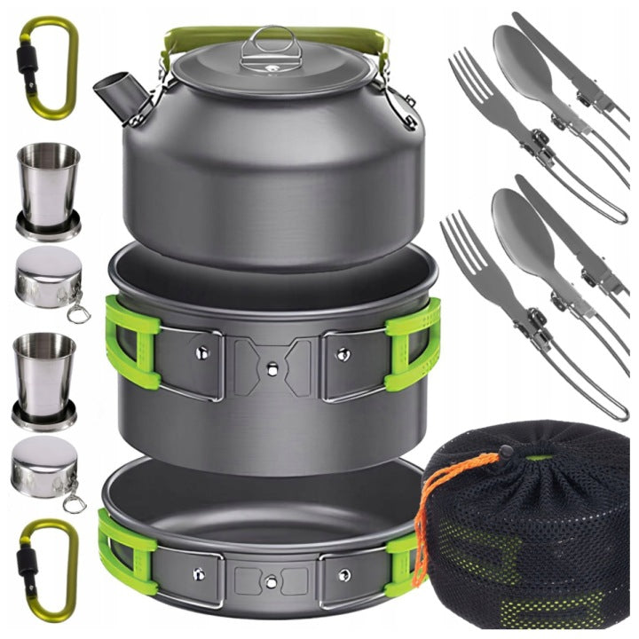 Folding Camping Cookware and Mess Kit for 2 People