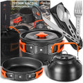 Large Camping Cookware Set with Pot, Pan, Kettle and Cutlery